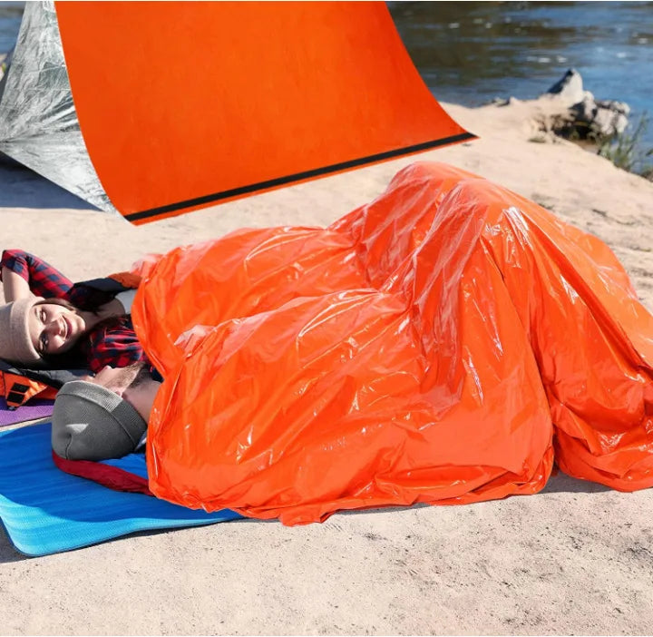 EHBO-slaapzak Isolatiedeken Oranje PE Gealuminiseerde film Camping Survival Noodslaapzak 210x90