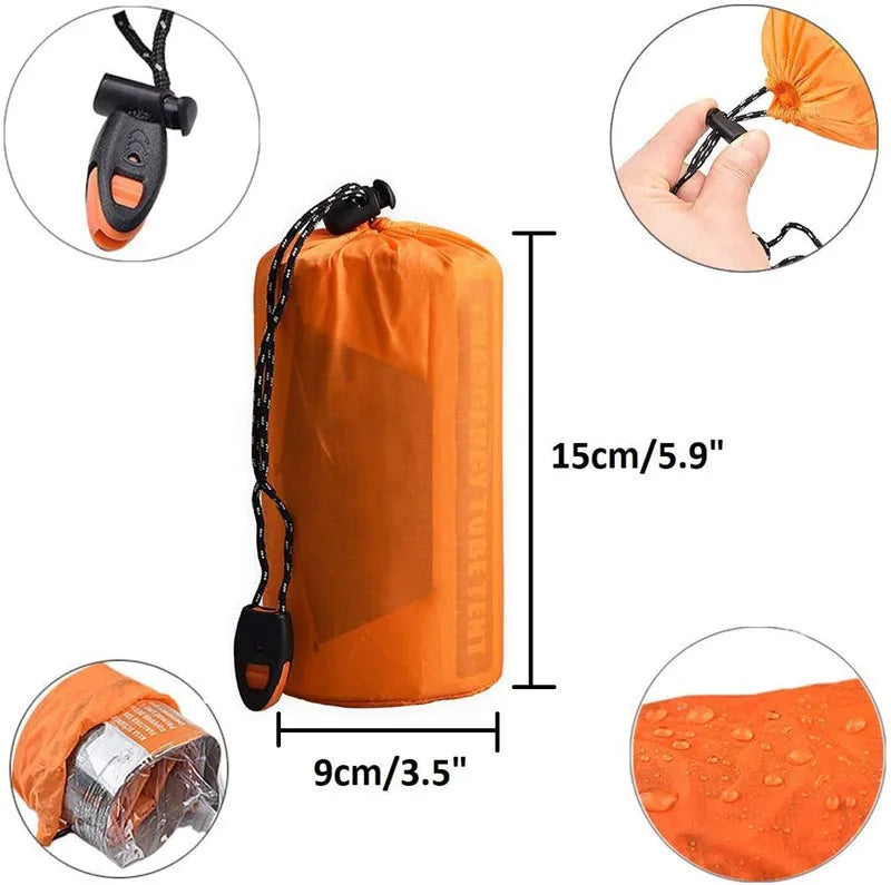 EHBO-slaapzak Isolatiedeken Oranje PE Gealuminiseerde film Camping Survival Noodslaapzak 210x90