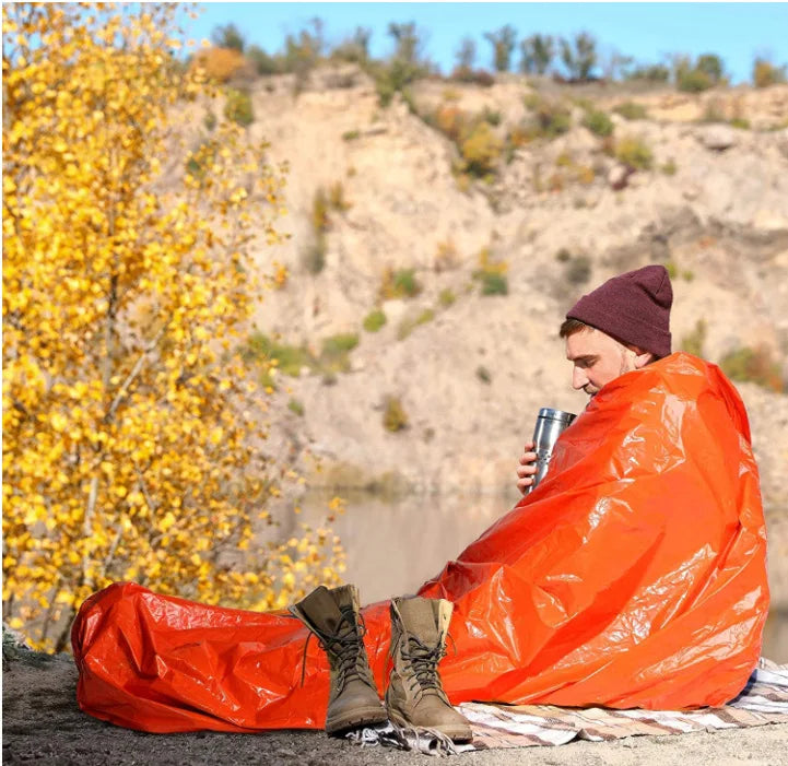 EHBO-slaapzak Isolatiedeken Oranje PE Gealuminiseerde film Camping Survival Noodslaapzak 210x90