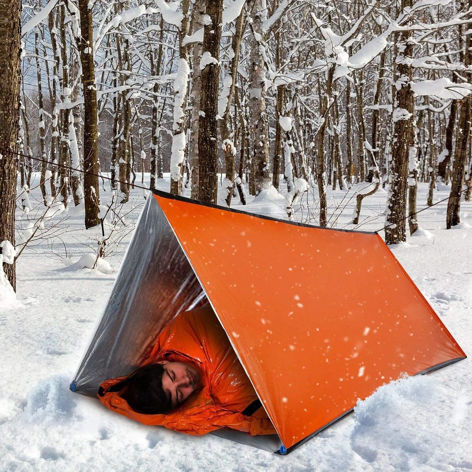 EHBO-slaapzak Isolatiedeken Oranje PE Gealuminiseerde film Camping Survival Noodslaapzak 210x90